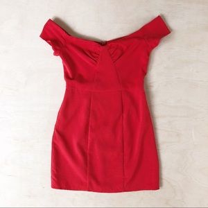 NWT NBD Red Naven Off Shoulder Mini Dress